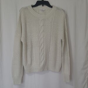 Time and Tru Women's Ivory Textured Knit Sweater